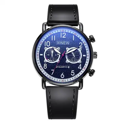 Xinew Men's Black Quartz Chronograph Watch with Joker Design