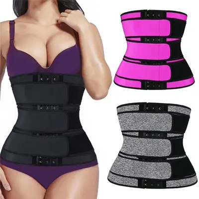 Women's 3-Row Buckle Waist Shapewear with Mesh Design