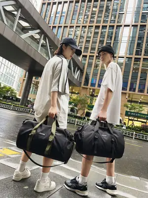 Black Travel Fitness Duffle Bag Shoulder Crossbody