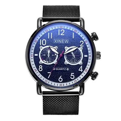 Men's Blue Chronograph Quartz Watch with Mesh Strap