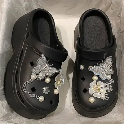 Women's White Pearl Butterfly Baotou Slippers