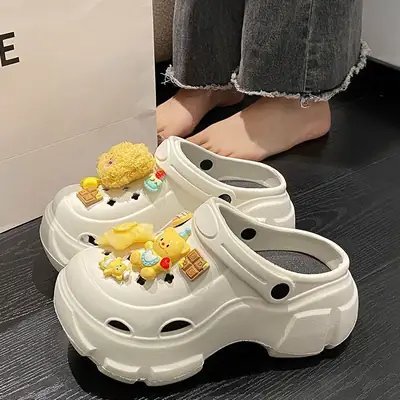 Women EVA Cartoon Hole Shoes Black 2025 Summer