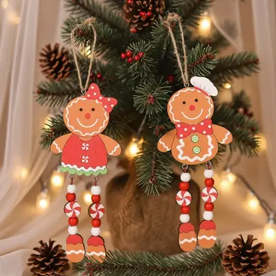 Gingerbread Man Christmas Tree Pendant Couple Set