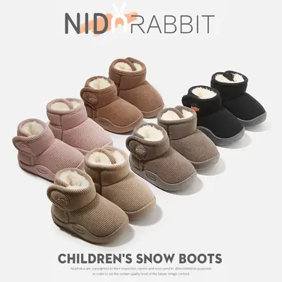 Winter Children's Cotton Shoes Boys Snowshoes Breathable Girls Young Baby Princess Style Baby Shoes Soft Sole Toddler Shoes