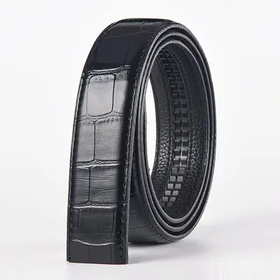 Men's Brown Croc Embossed Belt 3.5cm Automatic Buckle