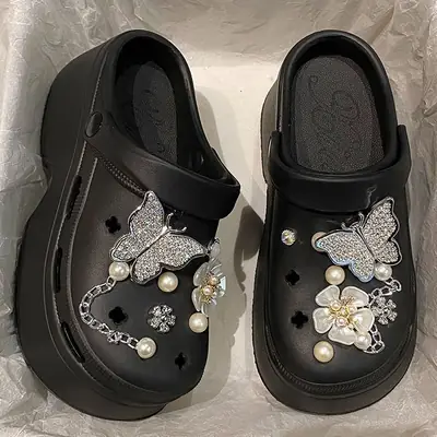 Black Pearl Butterfly Eva Clogs Women's Two-Wear