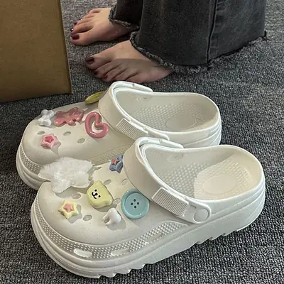 Women's Cute Button Sandals Summer Beige Non-Slip