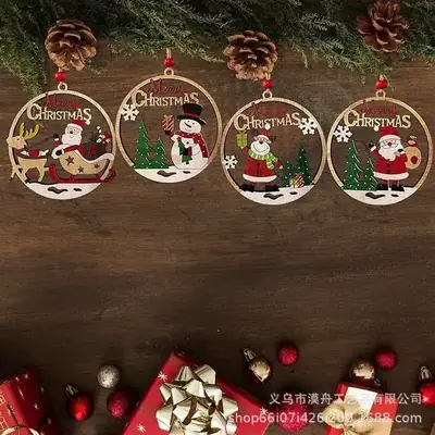 Hollow Wooden Christmas Pendant Decoration for Men