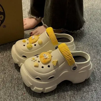 Women Croc Shoes Yellow Soft EVA Summer Non-Slip