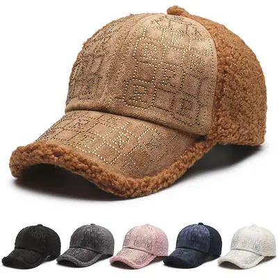Pink Diamond Embroidered Women's Winter Cap