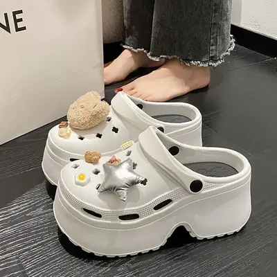 Women's White EVA Beach Sandals with Star Decor