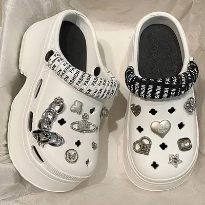 Women's Beige EVA Clogs with Crystal Decor