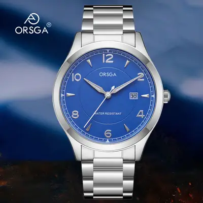 ORSGA Men's Stainless Steel Quartz Watch with Calendar