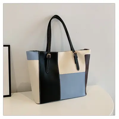 Women's PU Contrast Color Shoulder Bag 2024