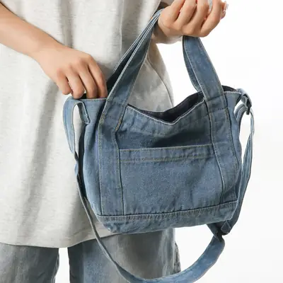 Denim Shoulder Bag 2024 New Solid Color