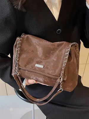 Women's Pink Chain Shoulder Bag Large Capacity 2024