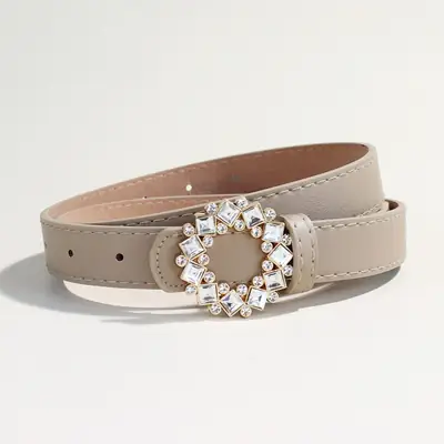 2024 New Women's Rhinestone PU Leather Belt