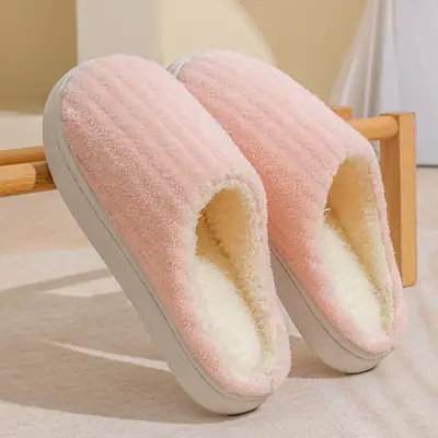 Cotton Slippers Men's Autumn and Winter Outdoor Indoor Home Comfortable Thick Sole Dung Feeling Plush Warm Couple Shoes Women