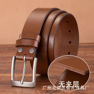 Men's Genuine Leather Pin Buckle Belt Brown