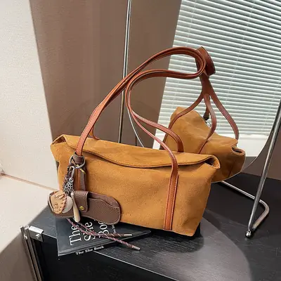 Brown Velvet Shoulder Bag for Women 2024 New