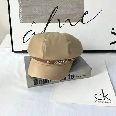 Autumn Winter British Retro Wool Cap with Leather Bristle