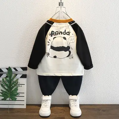 Boys Cotton Raglan Sleeve T-Shirt Cream Black Spring Autumn