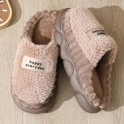 [Barcode on behalf of hair] thick bottom cotton slippers men's home winter indoor non-slip thick bottom wool slippers men's plus size