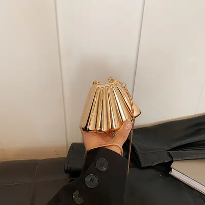 Golden Shell Mini Bag for Women 2024