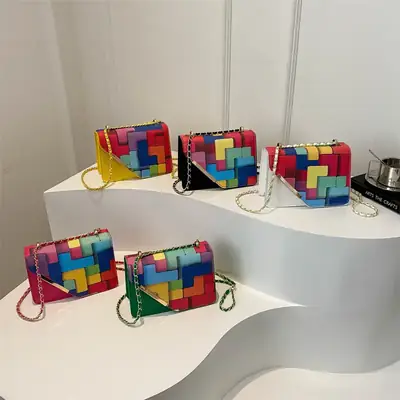 2024 Women's Square Patterned Crossbody Bag