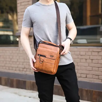 Men's Leather Crossbody Bag Casual Business Commute