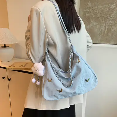 Black Lace Bow Shoulder Bag for Women 2025