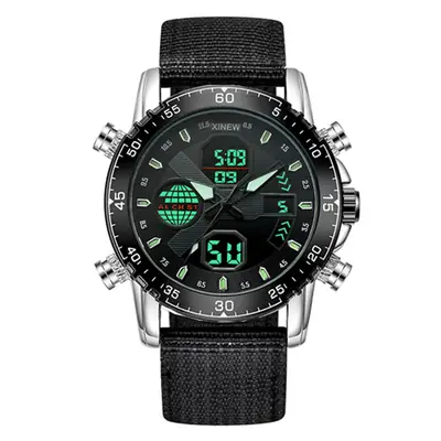 Men's Digital Display Sports Watch with Brown Nylon Band