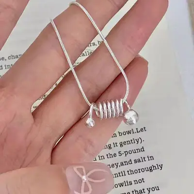 Korean Spiral Double-Bead Necklace for Women