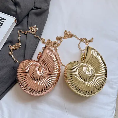 Gold Shell Crossbody Bag for Women 2024