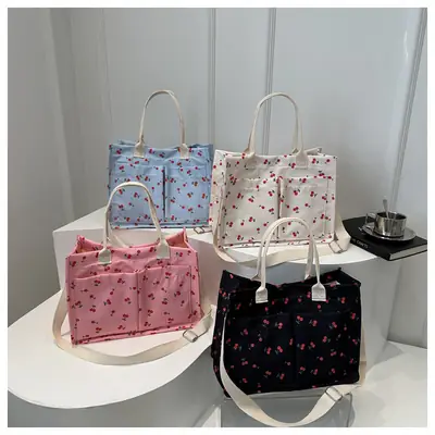 Japanese Ins Niche Design Large Capacity Student Women's Shoulder Hand Bag Mends Bag Canvas Tote Bag