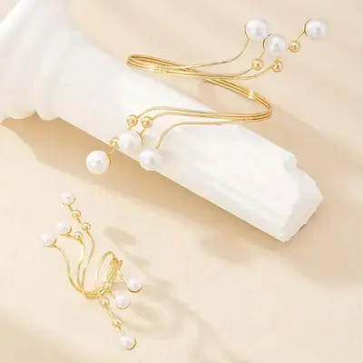 Pearl Geometric Bracelet for Women Gold Plated