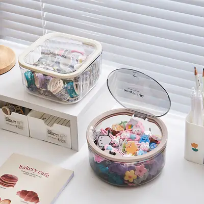 Children's Hair Accessories Storage Box Desktop Girl's Rubber Band Hair Rope Hair Clip Hair Rings Hair Band Transparent Jewelry Box