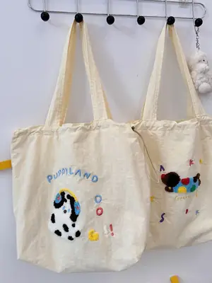 Cute Korean Style Shoulder Bag for Women Canvas Large Capacity