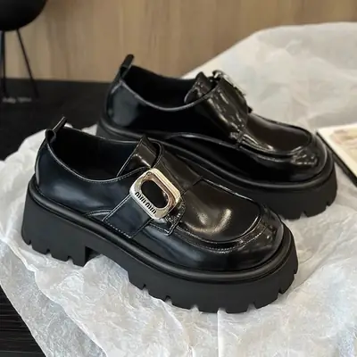 Women's White Slip-On Heels with Buckle Strap