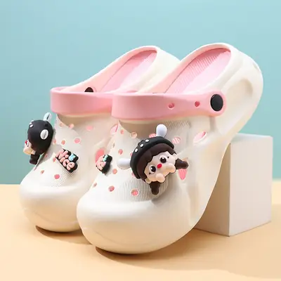 Cute Girl's Pink Hole Eeva Slippers with Deodorant Strap