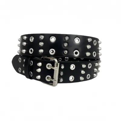 Black Rivet Eye Belt for Men Retro Punk