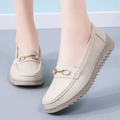 Women's Black Bean Loafers with Gold Chain Sole