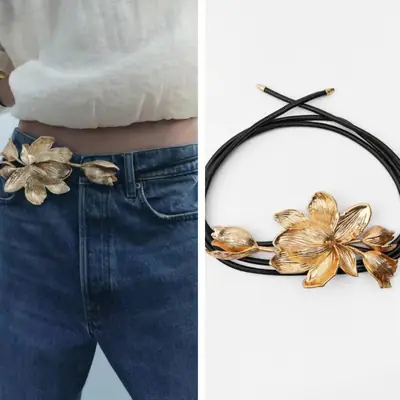 Golden Tulip Belt for Women Retro Leather Skirt Pants