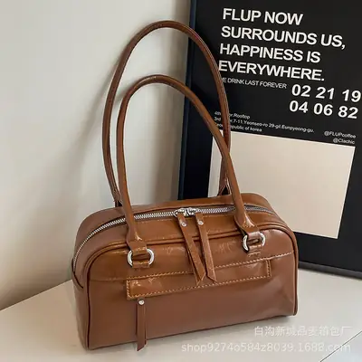 Retro Brown Shoulder Bag for Women 2026