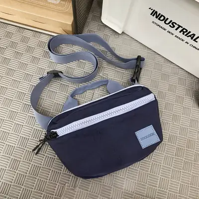Men's Navy Blue High-End Crossbody Bag with Zipper Closure