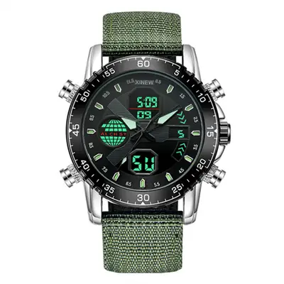 Men's Blue Nylon Sports Watch with Digital Display
