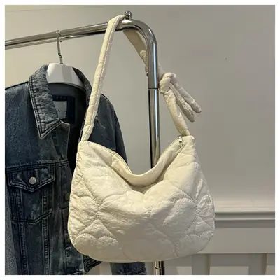 Women's Quilted Shoulder Bag Cream 2024