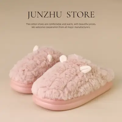 New Cartoon Cotton Slippers for Women Autumn and Winter Wholesale Home Baotou Couple Home Warm Non-slip Plush Cotton Slippers for Men