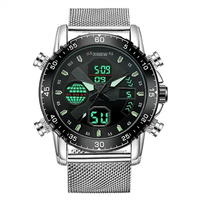 Men's Digital Sports Watch with Black Mesh Band
