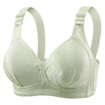 New plus size Gather No Steel Ring Comfortable Breathable Bra Lace Cloth Four Buckle Thin Mold Cup Side Collusion Mom Underwear